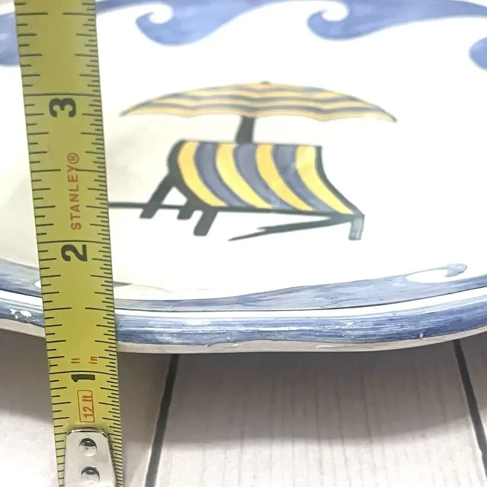 Coastal Wall Plates Portugal Pottery Beach Decor Mediterranean Style Set of 2